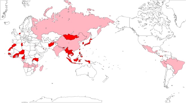 世界の母子手帳使用国